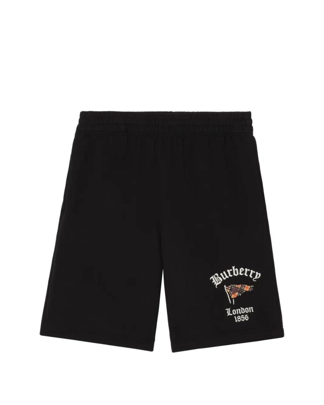 Burberry Black Check Flag Cotton Shorts for men