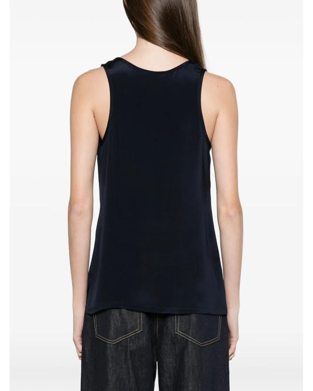 Max Mara Black Silk Crepe De Chine Top
