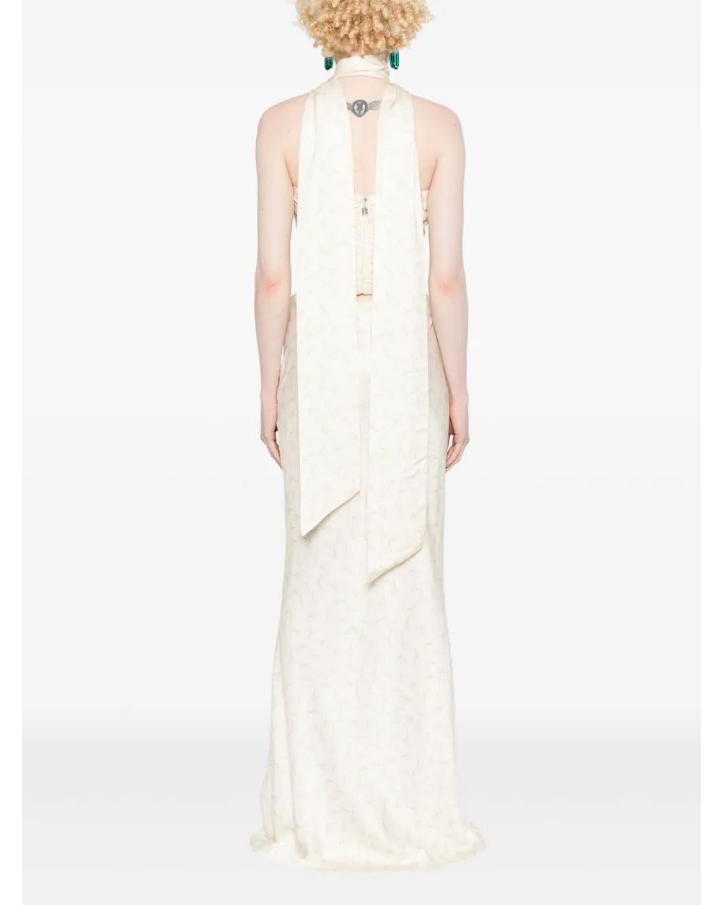 ROTATE BIRGER CHRISTENSEN White Satin Crop Scarf Top
