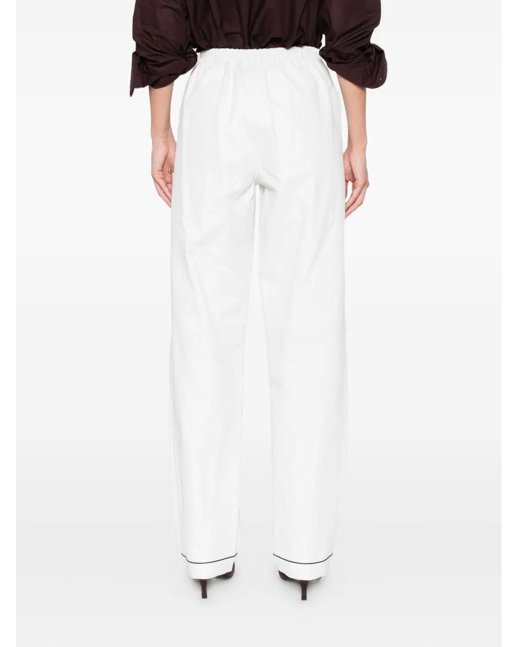Prada White Button-Fastening Cupro Trousers