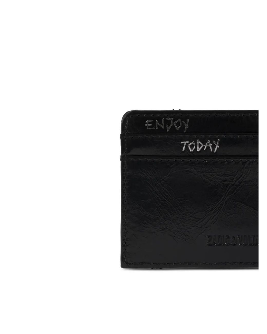 Zadig & Voltaire Black Zv Pass Retro Patent Studs Cardholder