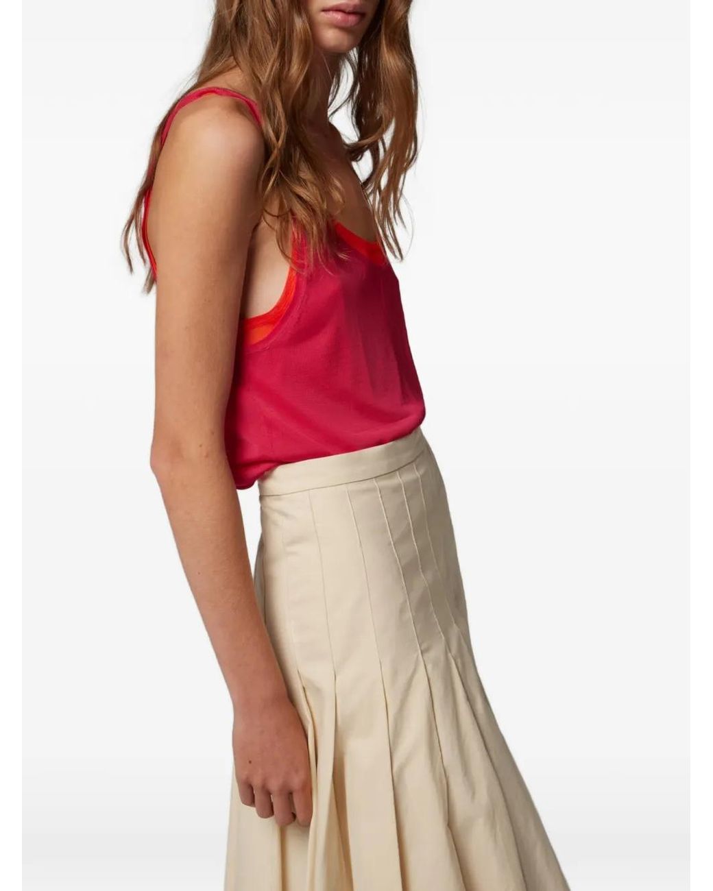 Paul Smith White Pleated Cotton-Blend Skirt