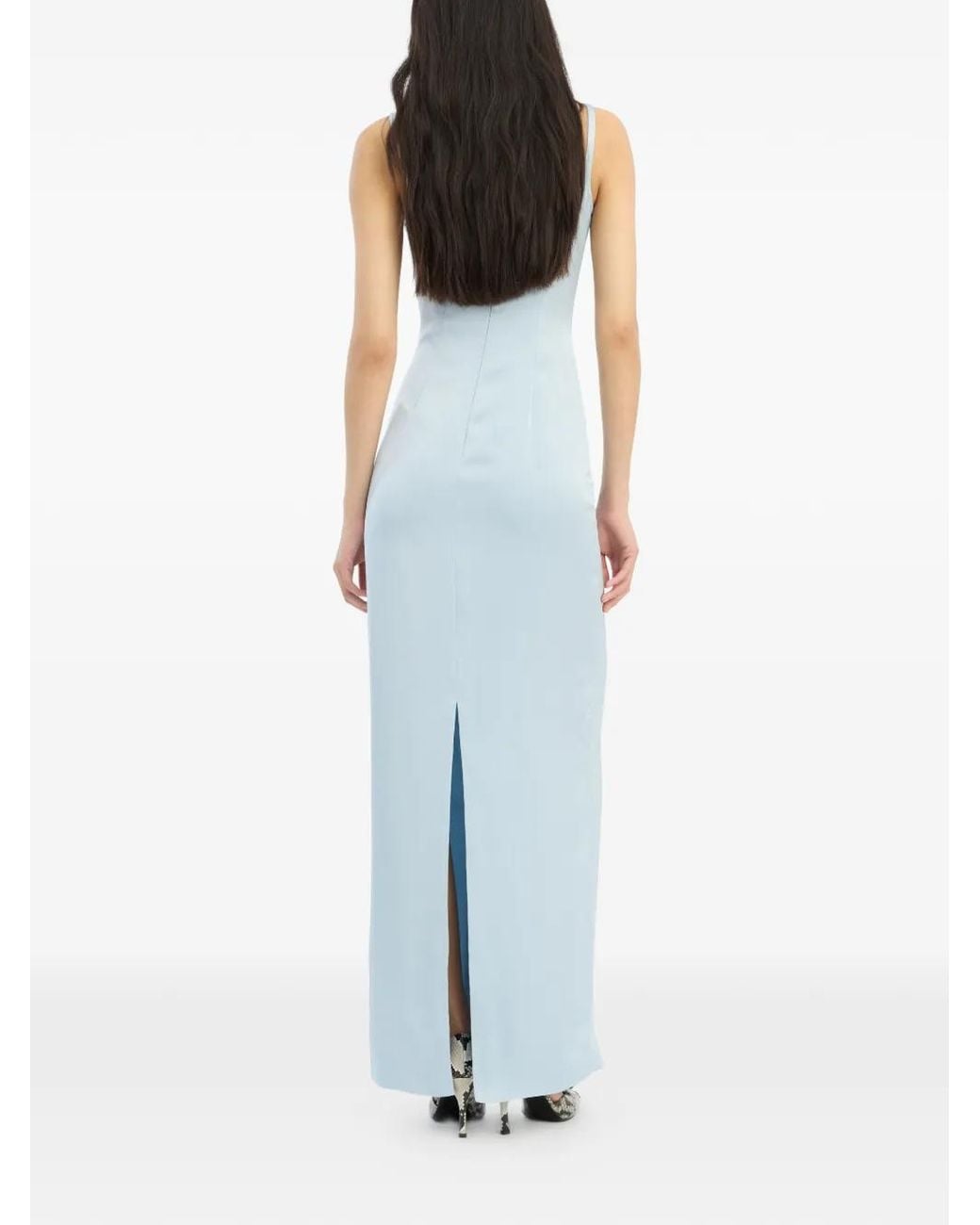 ROTATE BIRGER CHRISTENSEN Blue Square-Neck Maxi Dress