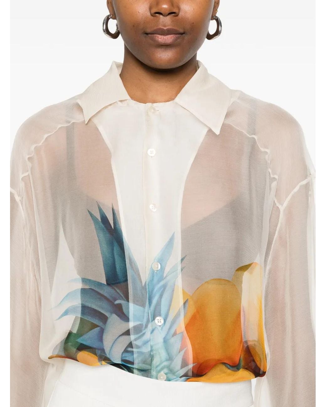 Donde Esteban White Fruit Print Shirt