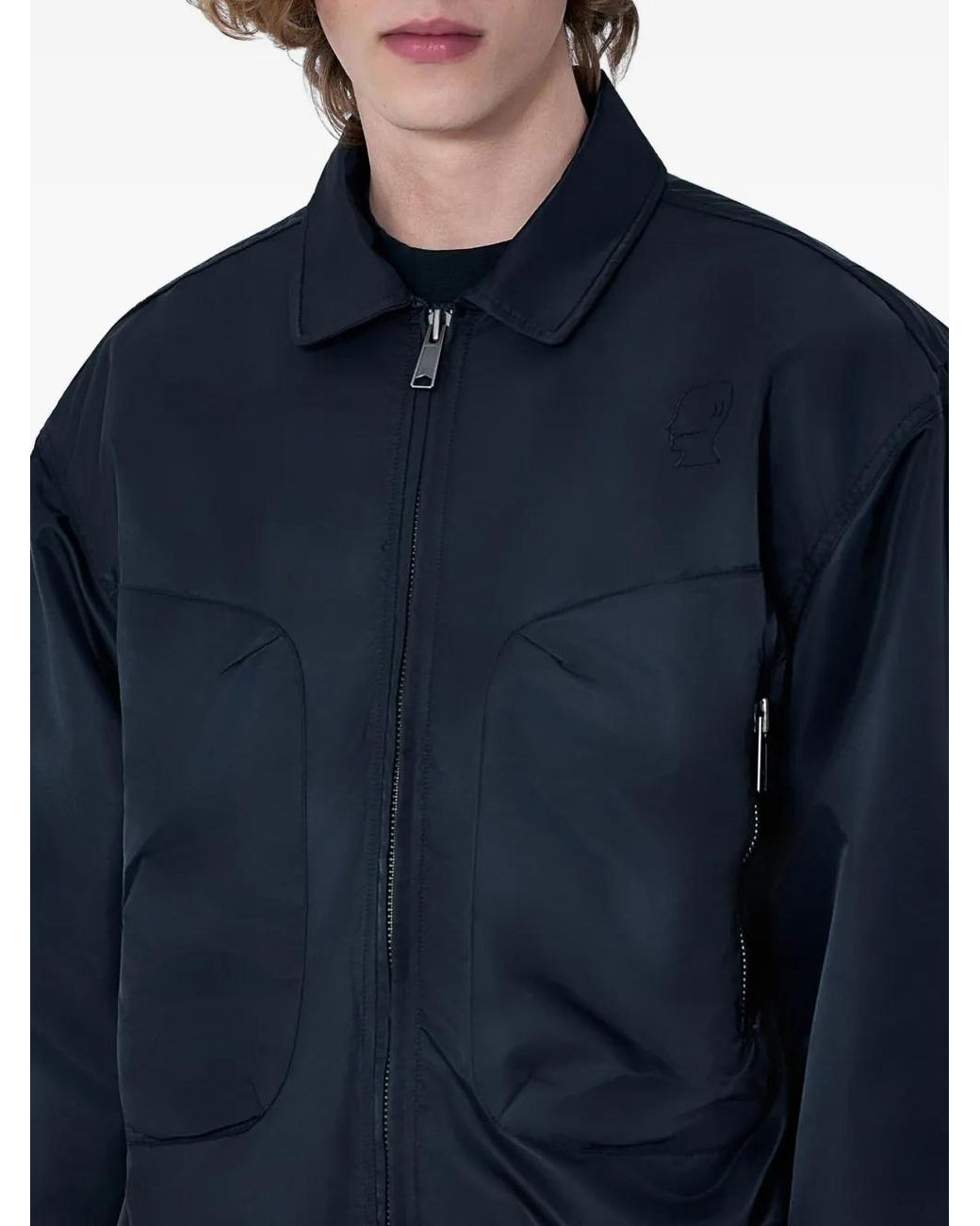 Brain Dead Blue Zip-Front Collared Jacket for men