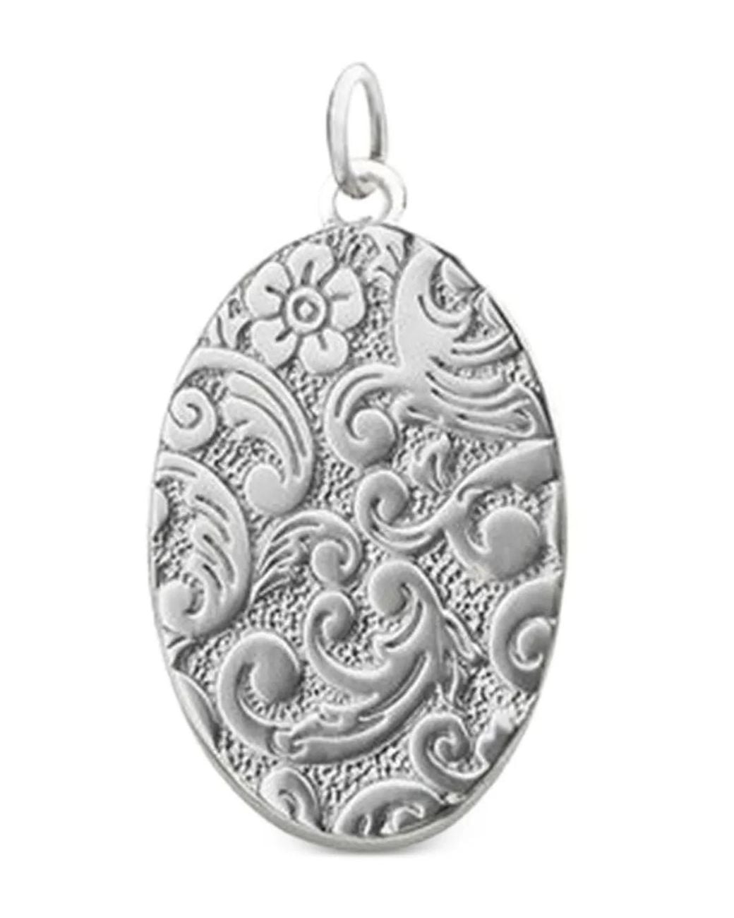Monica Rich Kosann Gray Floral-Pattern Oval-Shape Pendant