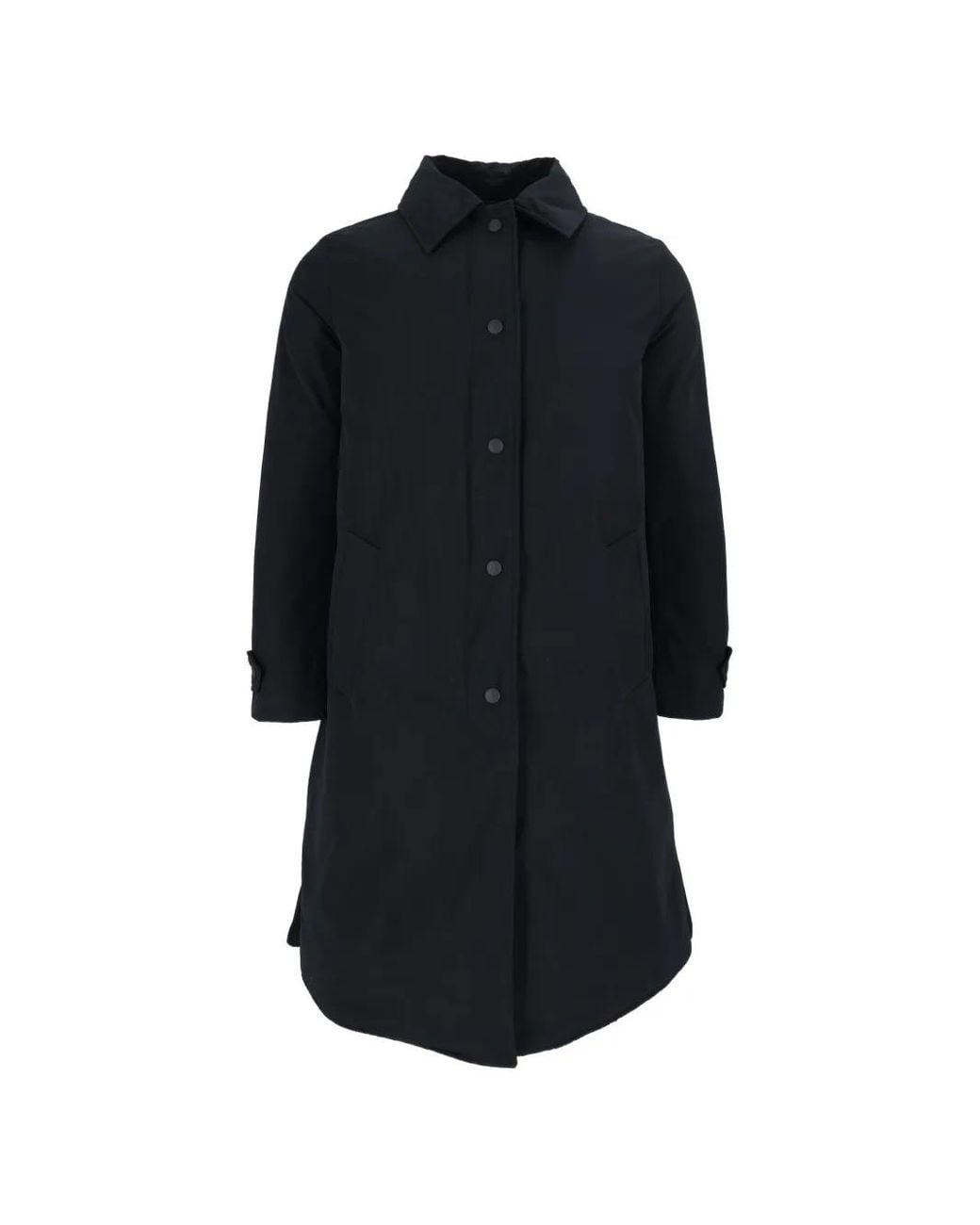 Aspesi Black Press-Stud-Fastening Coat