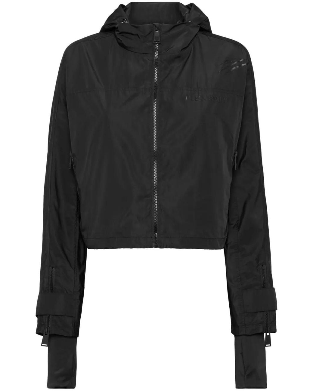 Philipp Plein Black Scratch-Print Hooded Jacket