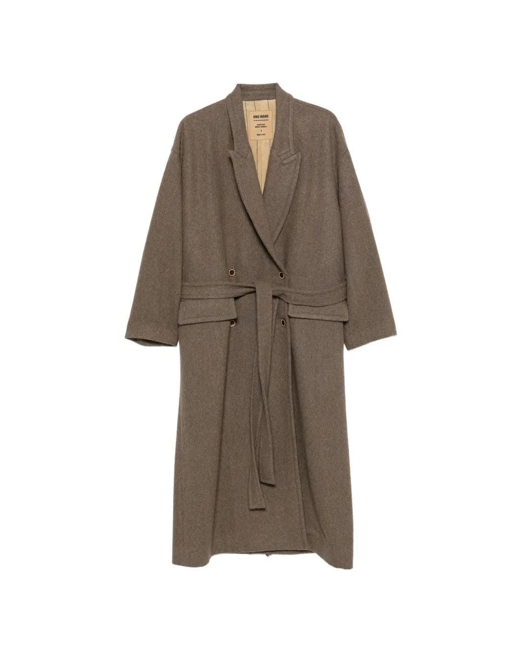 Uma Wang Natural Belted Raw-Edge Coat