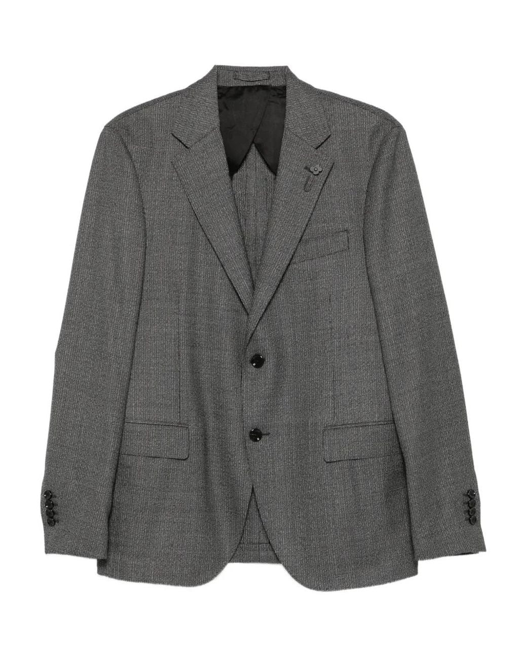 Lardini Gray Wool Single Breasted Suit for men