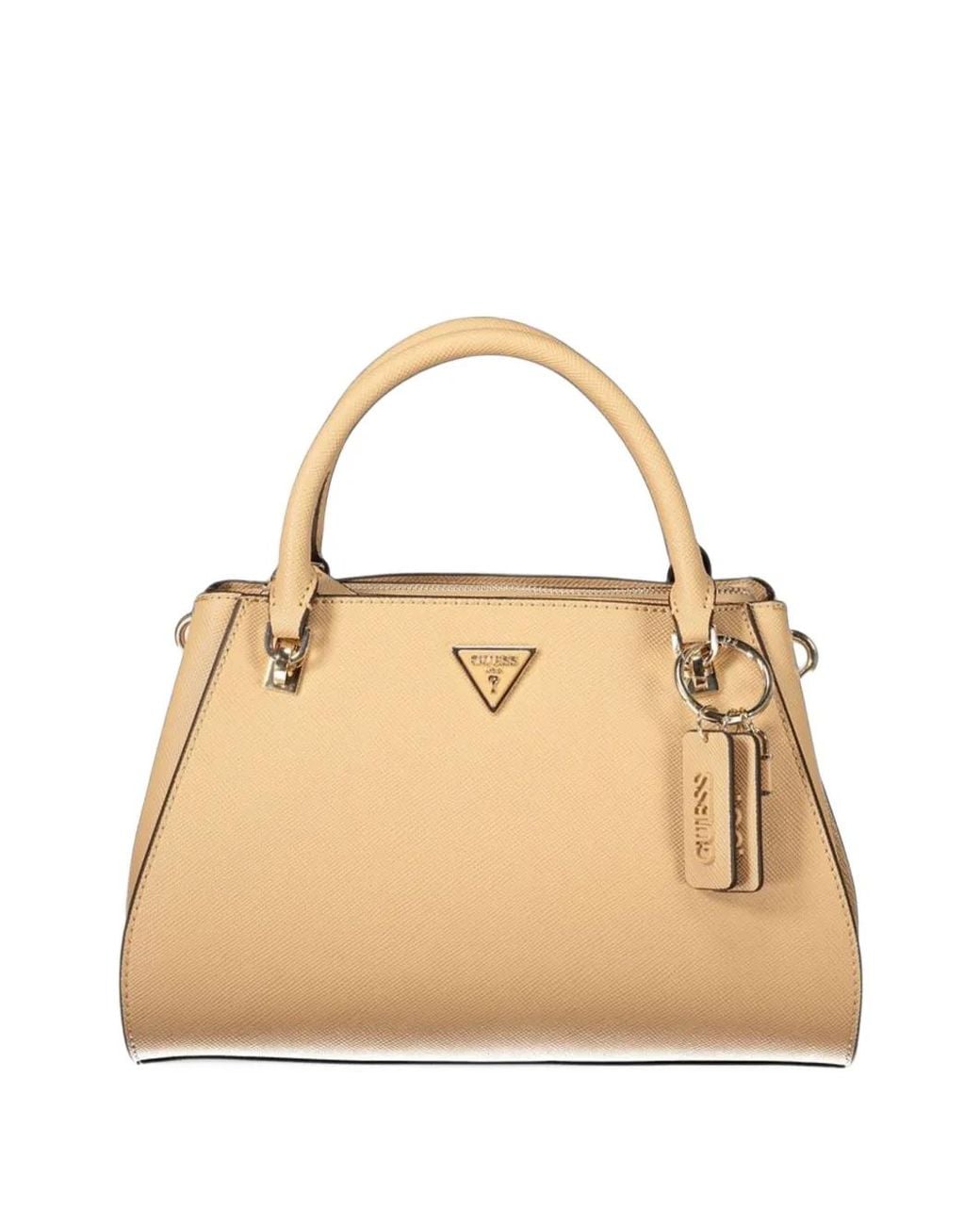 Guess Natural Noelle Saffiano-Effect Logo-Plaque Tote Bag
