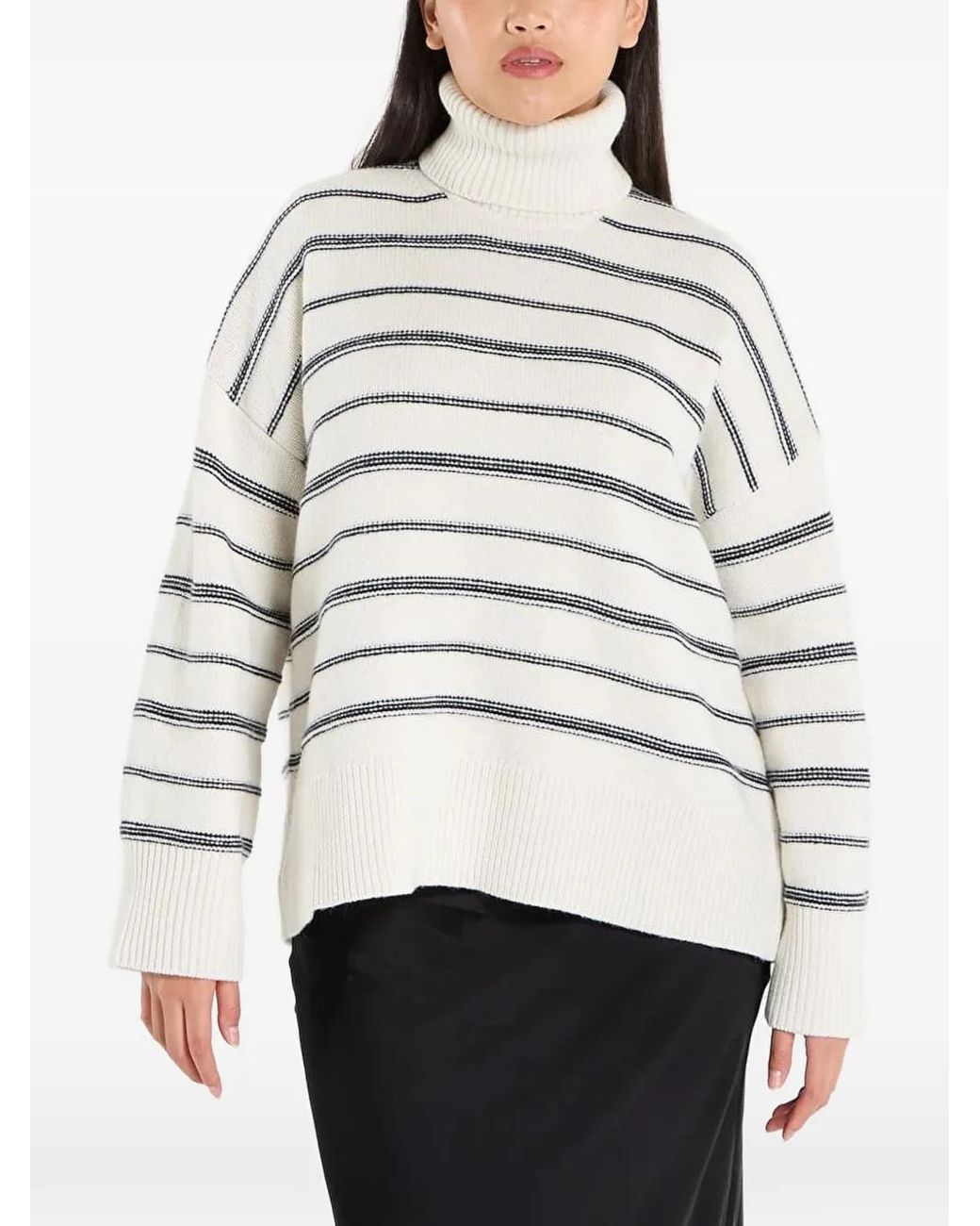 Samsøe & Samsøe Gray Roll-Neck Striped Sweater