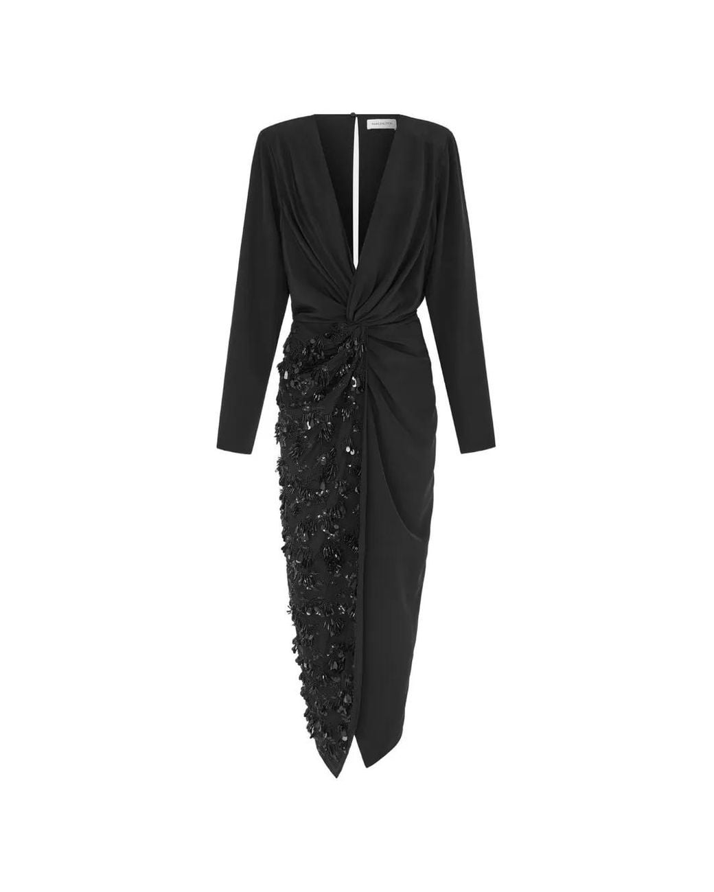 16Arlington Black Idina Embroidered Midi Dress