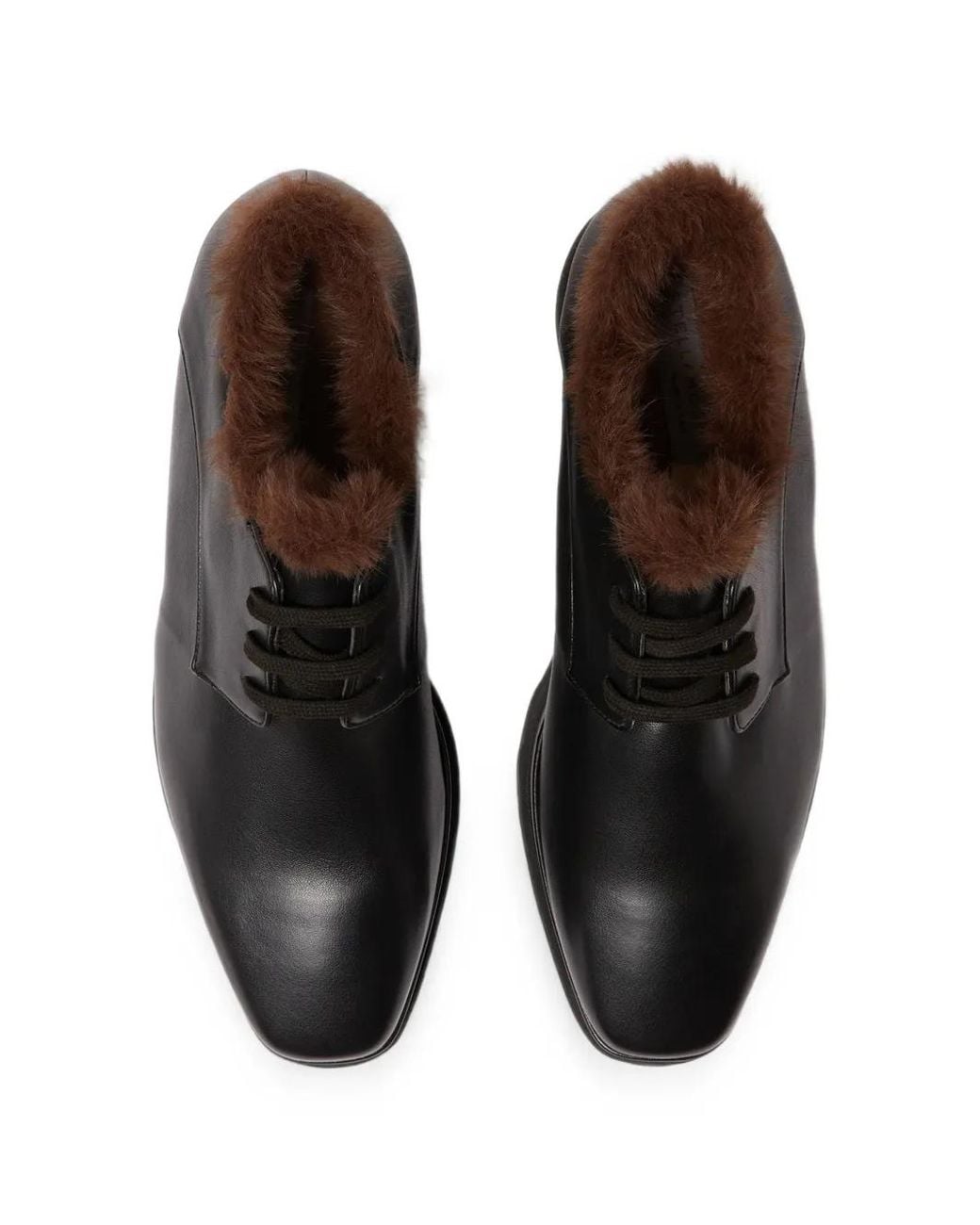 Stella McCartney Black Elyse Faux-Fur Lace-Up Shoes