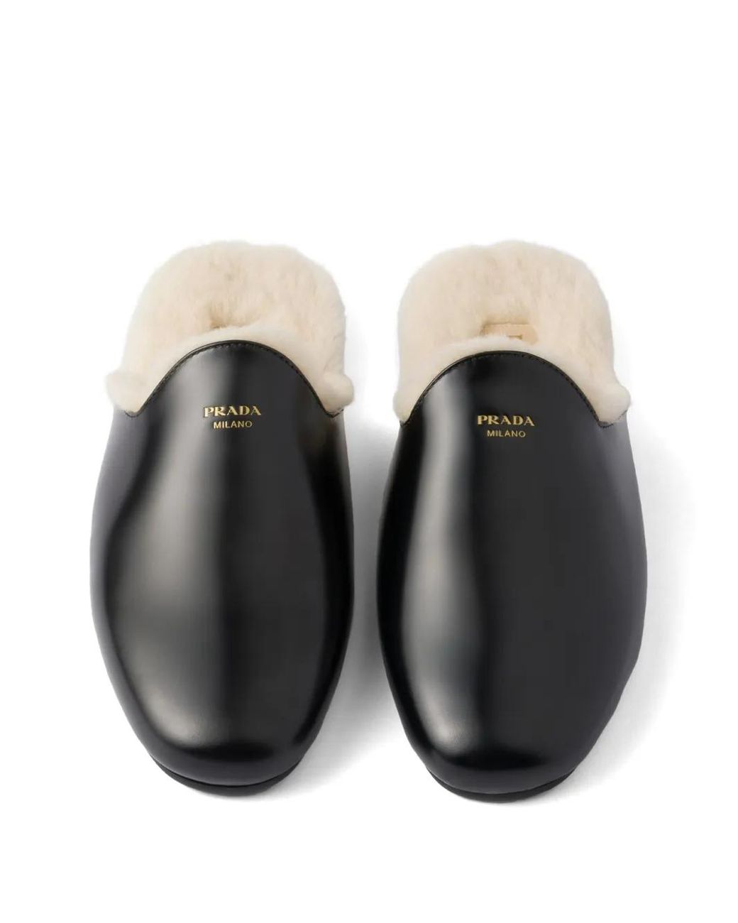 Prada Black Leather Flat Mules