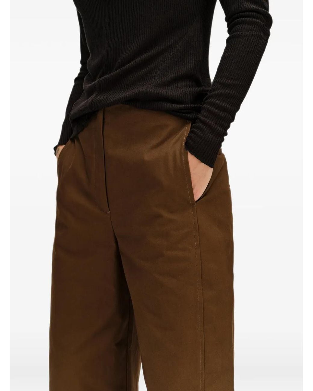 Bimba Y Lola Brown Dark Suede Barrel-Leg Trousers