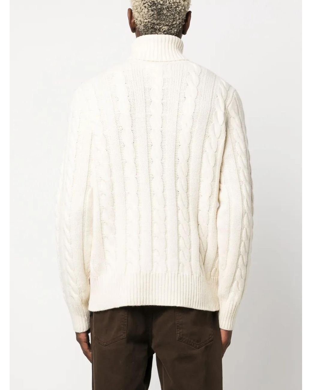 Polo Ralph Lauren White Roll-Neck Cable-Knit Jumper for men