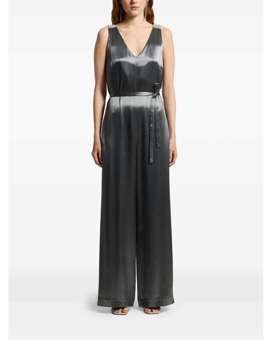 Peserico Black Shiny Satin Jumpsuit