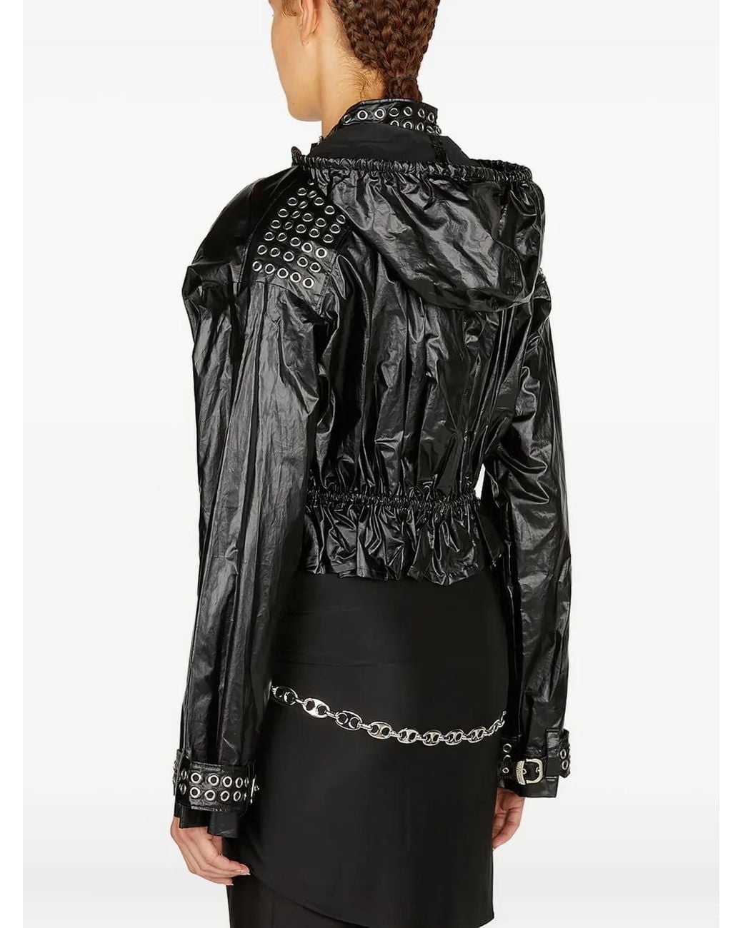 Rabanne Black Eyelet Biker Jacket