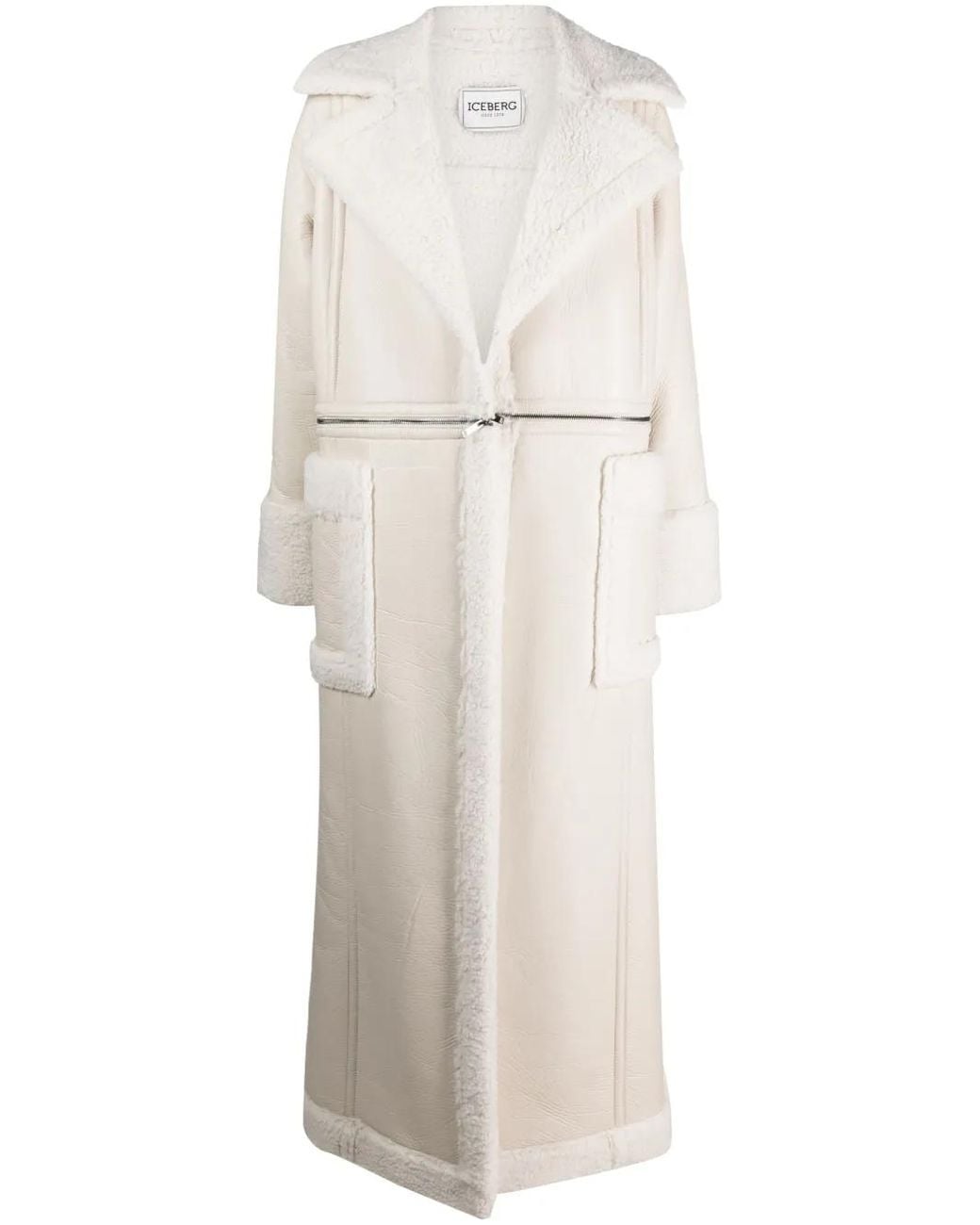 Iceberg White Zip-Detail Single-Breasted Coat