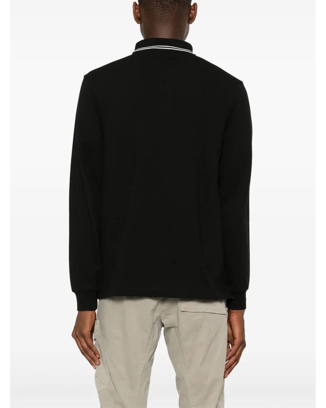 Stone Island Black Polo Shirt M/Lunga Slim Fit for men