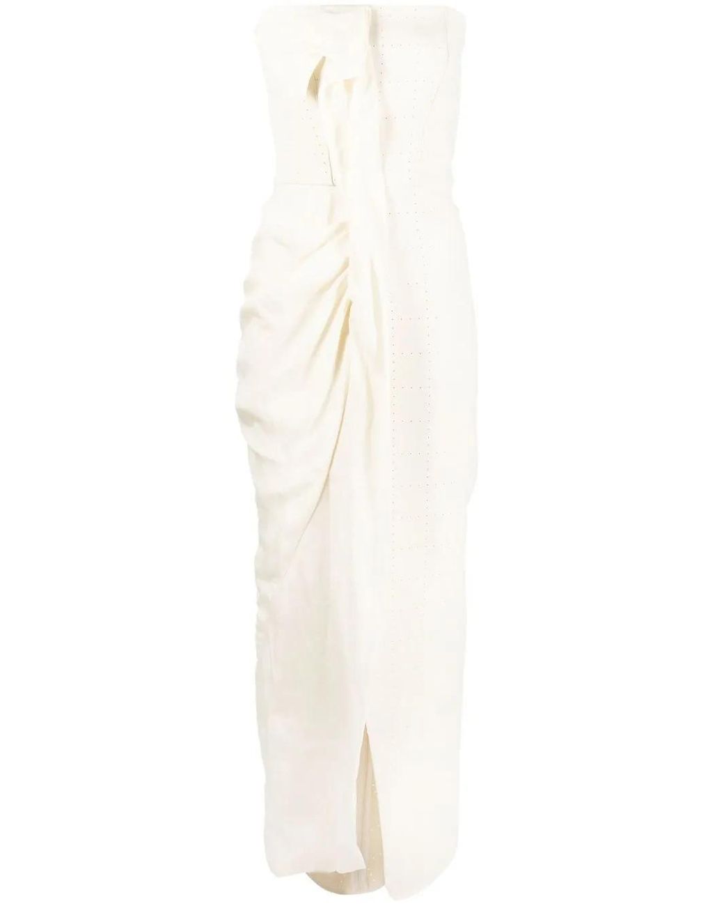Maticevski White Strapless Draped Floor-Length Dress