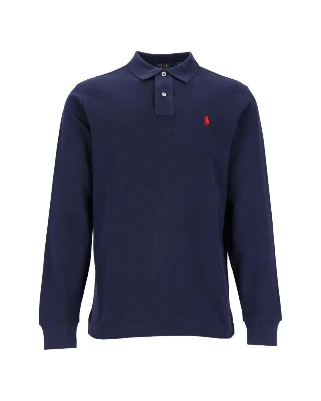 Polo Ralph Lauren Blue Long-Sleeve Piqué Polo Shirt for men