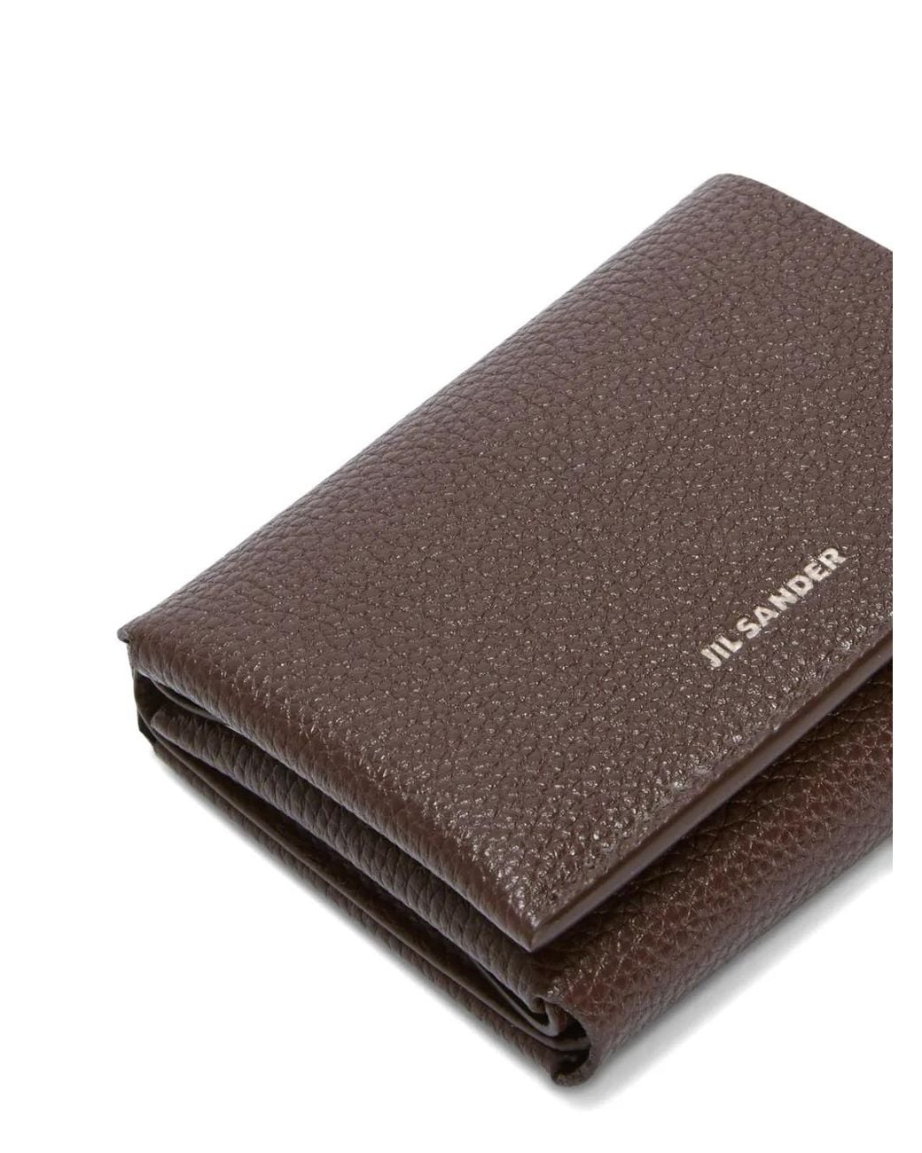 Jil Sander Brown Grained Embossed Leather Wallet for men