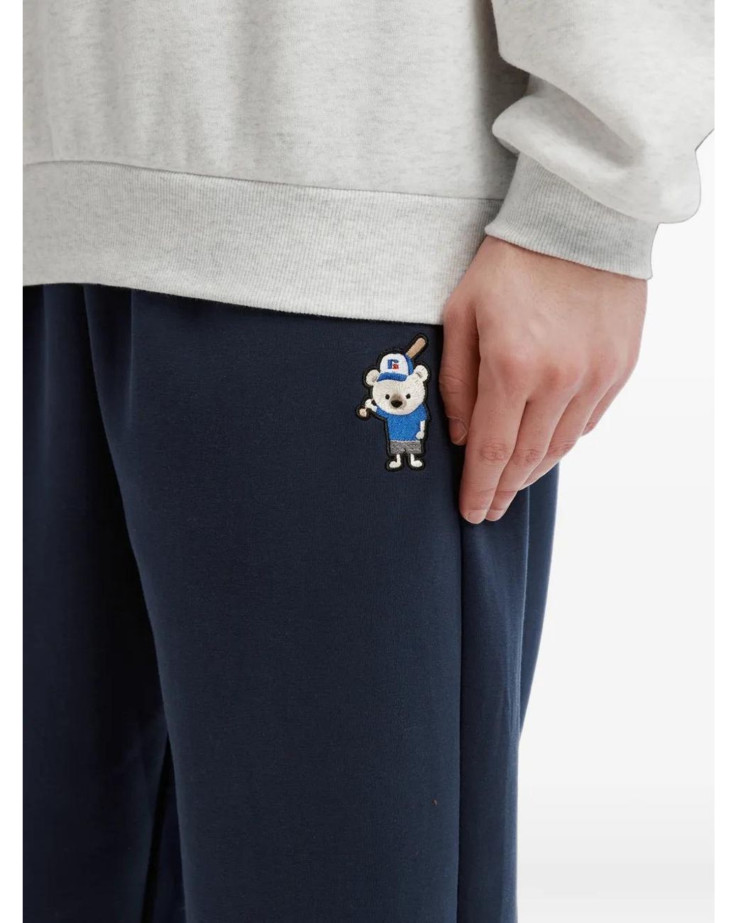 Chocoolate Blue Graphic-Patch Track Pants for men