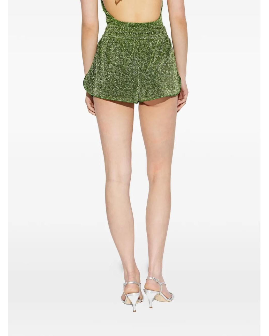 Oseree Green Drawstring Shimmer Shorts