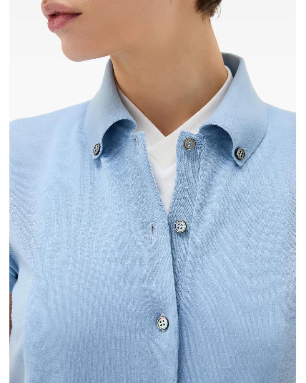 Versace Blue Embroidered Wool Knit Cardigan