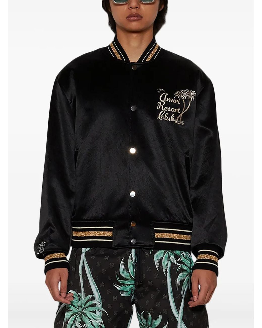 Amiri Black Logo-Embroidered Track Jacket for men