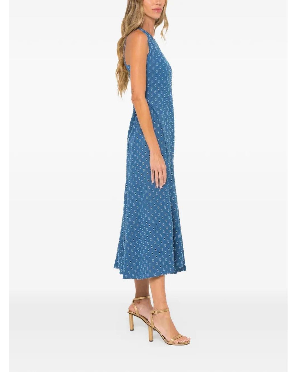 JBQ Blue Brynn Patterned Sleeveless Midi Dress