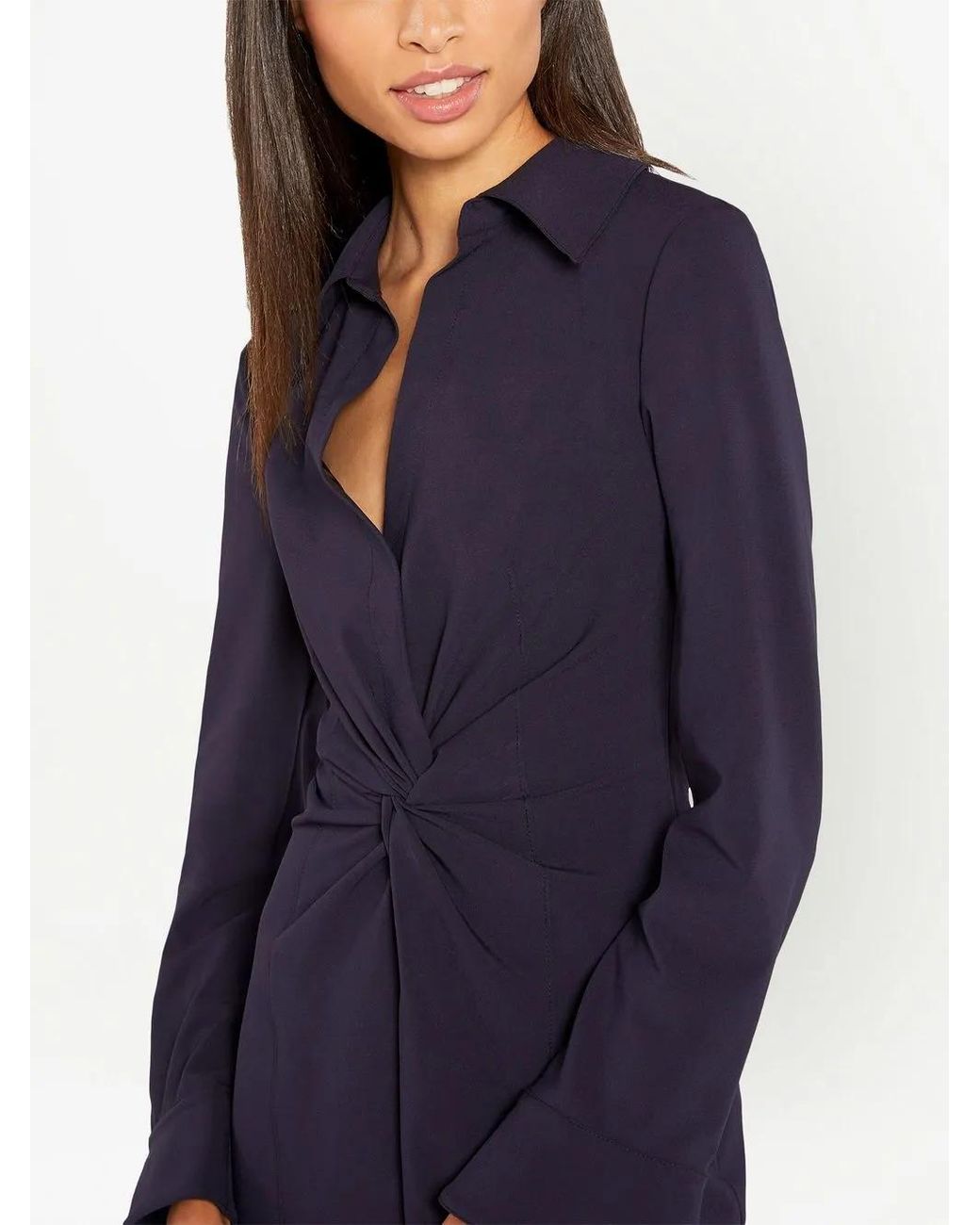 Cinq À Sept Blue Mckenna Ruched Shirt Dress