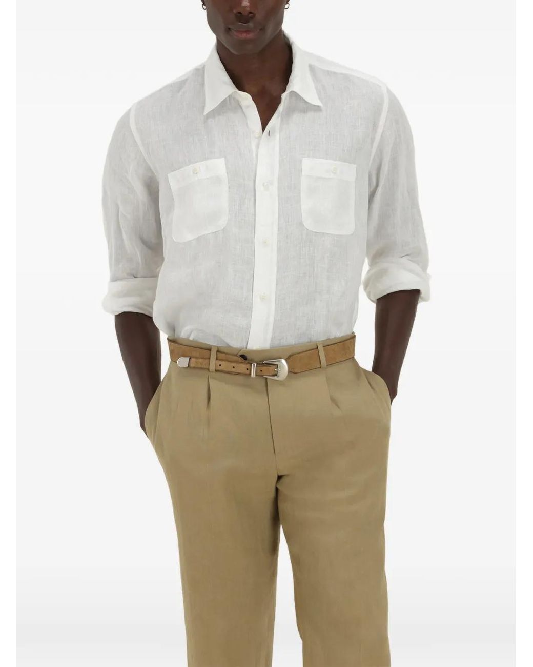 Fortela White Linen Shirt for men