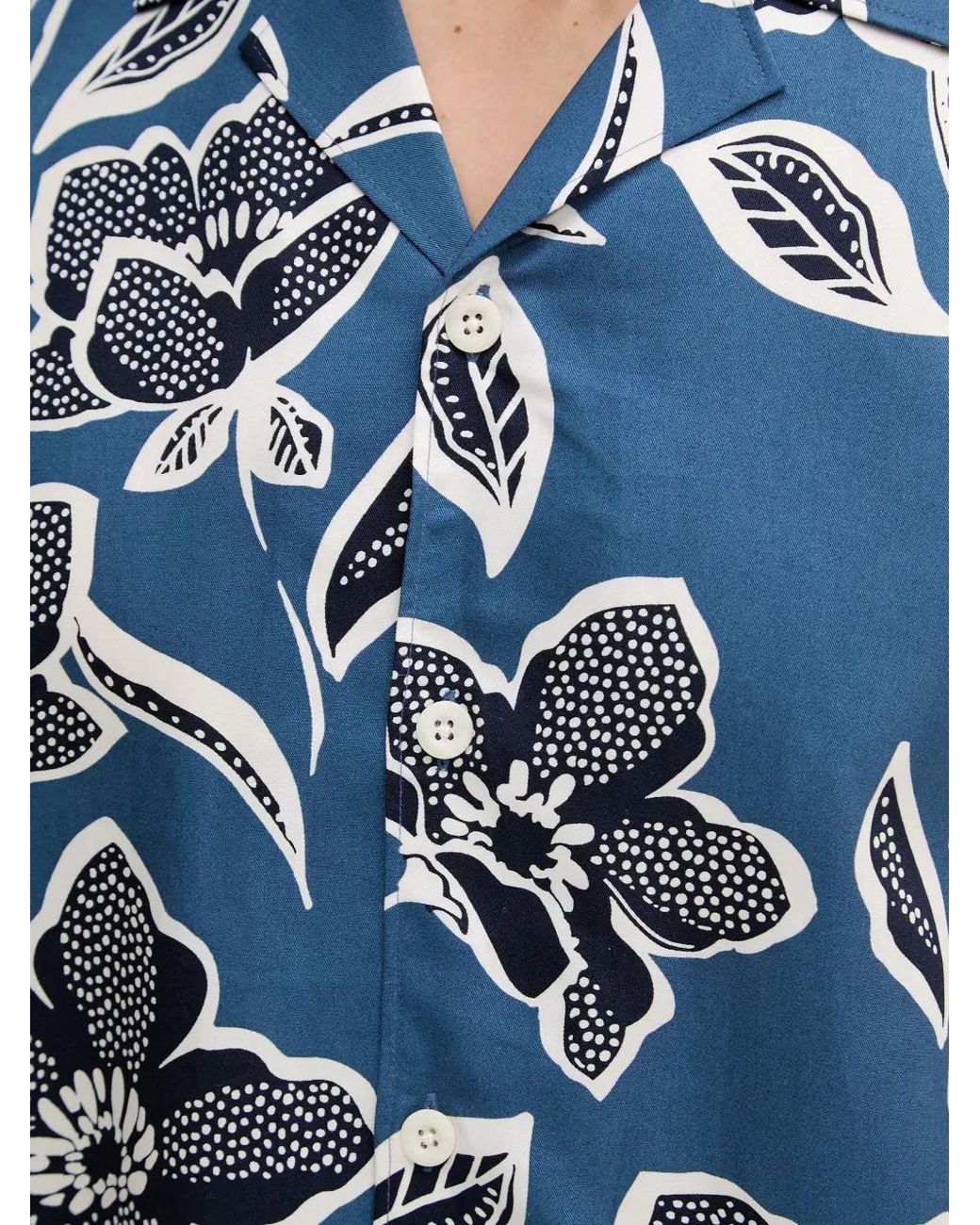 Lindbergh Blue Floral-Print Short-Sleeve Shirt for men