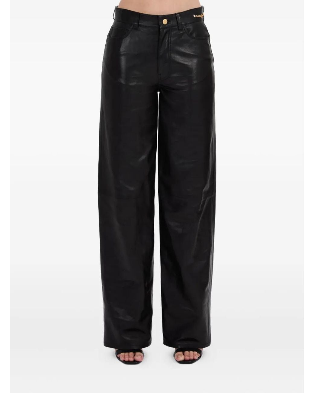 Amiri Black Leather Straight Pants