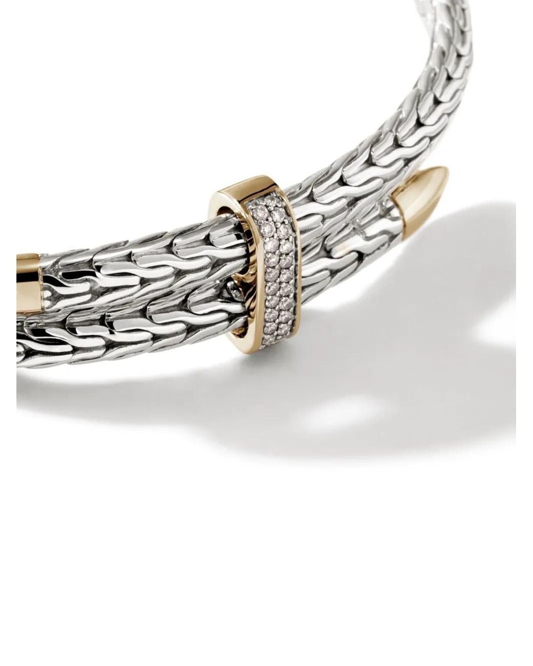 John Hardy White Sterling- And 14K- Spear Flex Diamond Bracelet
