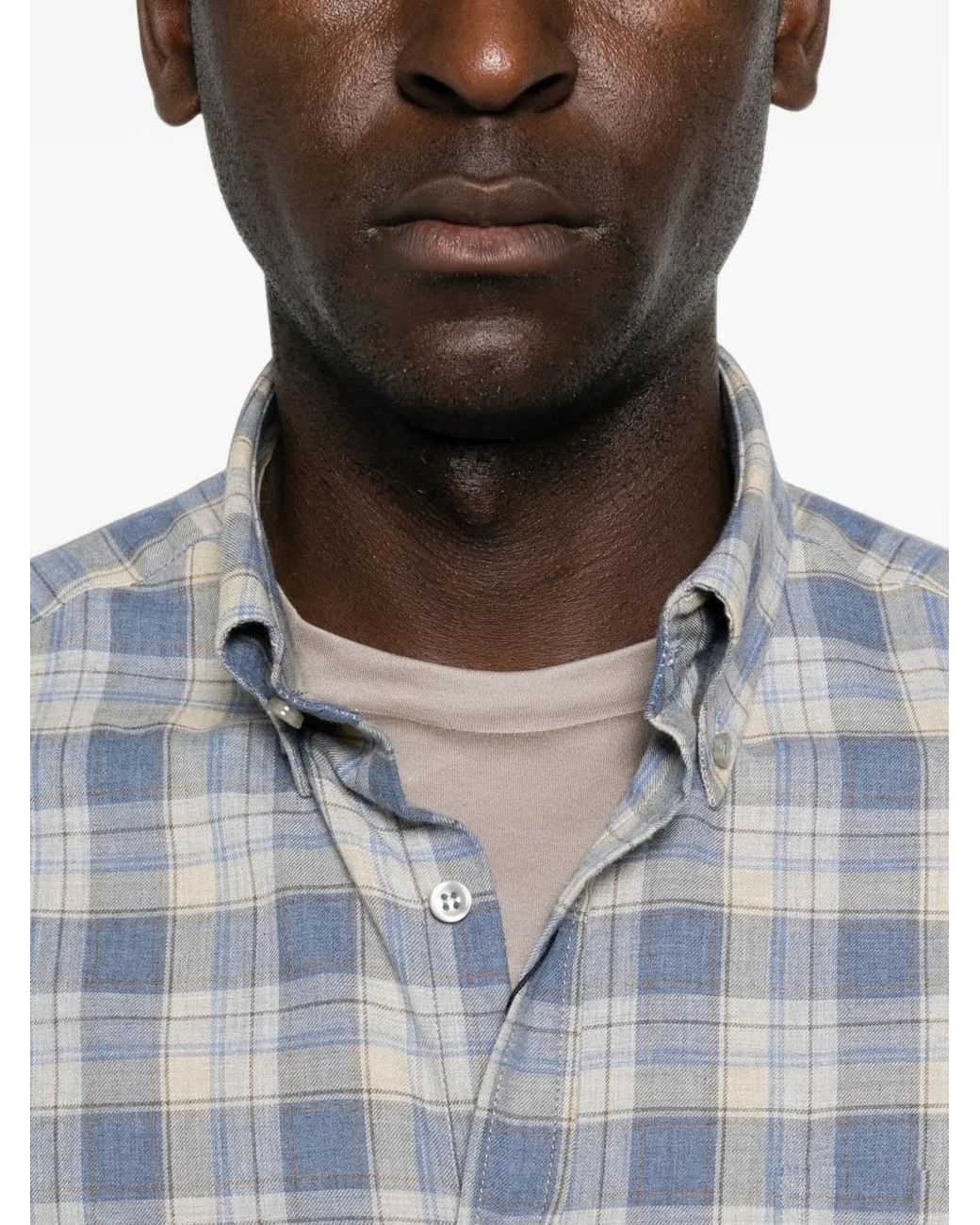 Paul & Shark Gray Check-Pattern Button-Down Shirt for men