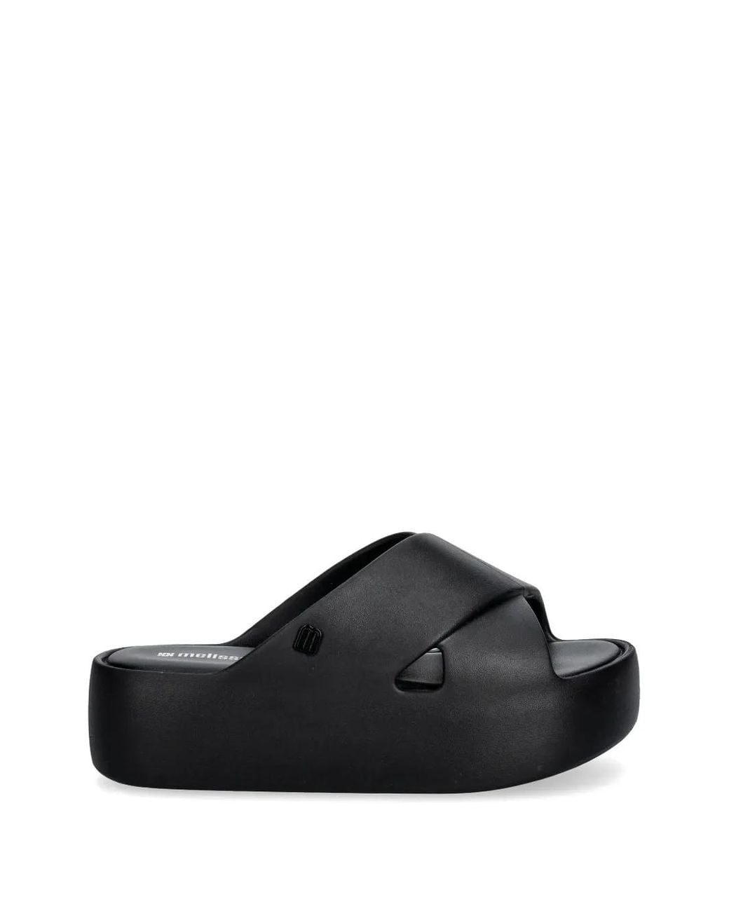 Melissa Black Cross-Strap Platform Slides