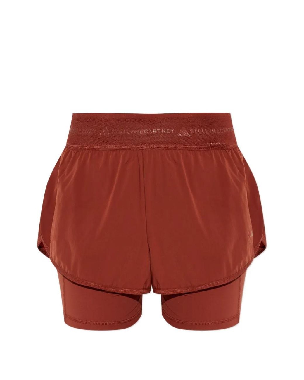 Adidas By Stella McCartney Red Logo-Waistband Training Shorts
