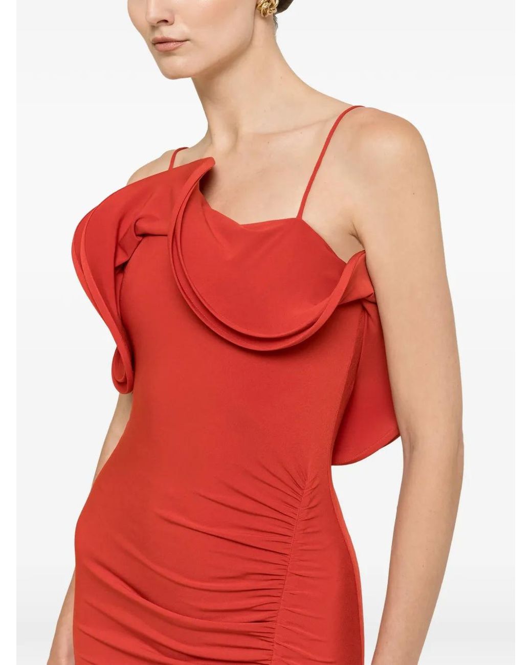 Nissa Red Robe Longue À Dos Ouvert