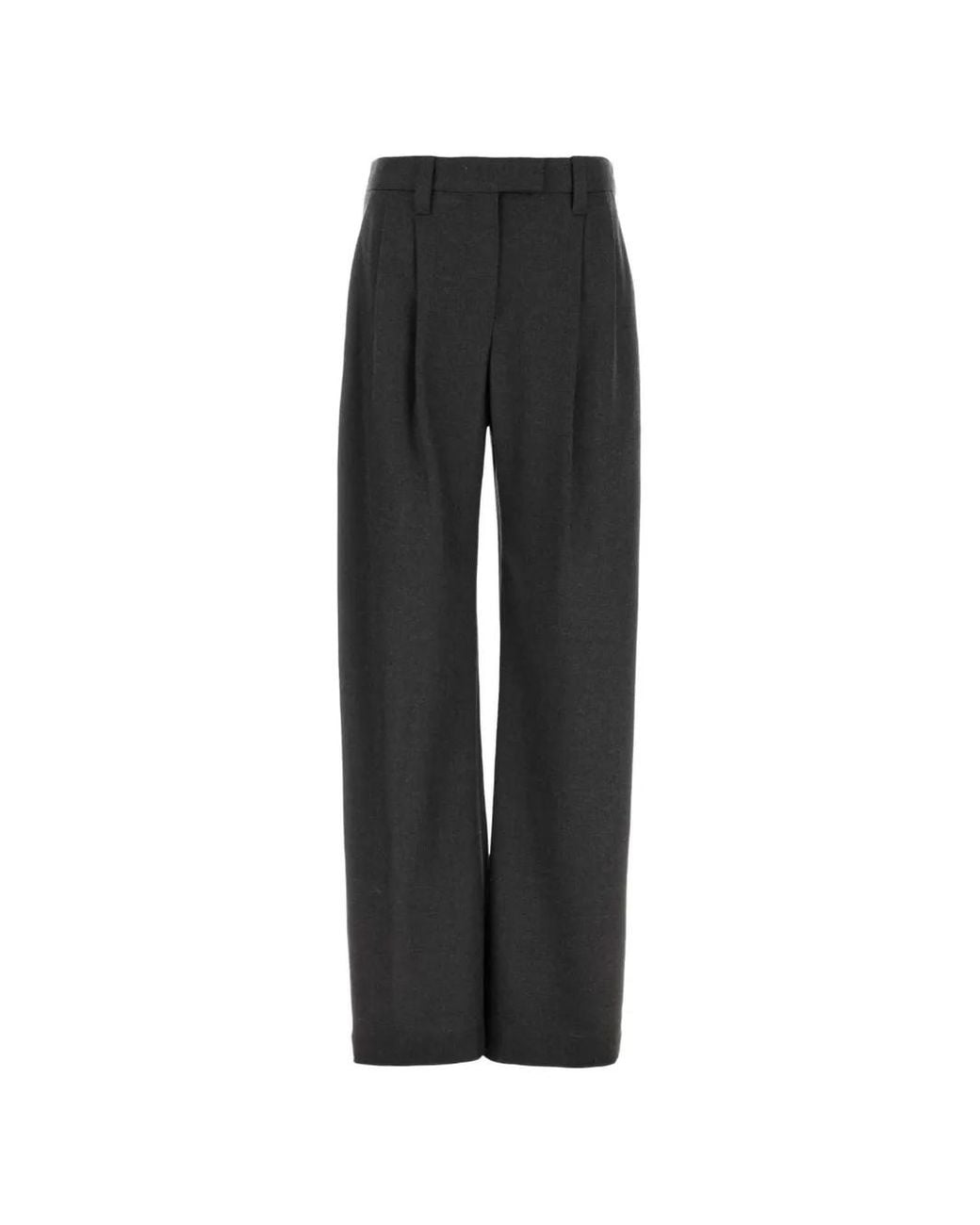 Brunello Cucinelli Black Pleated Wool Trousers