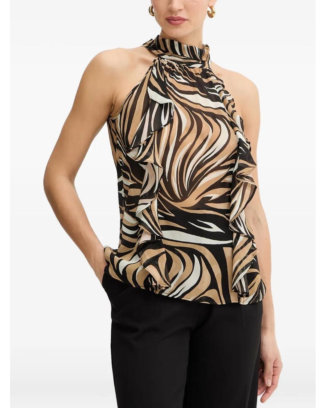 Twinset Black Sleeveless Ruffled Top
