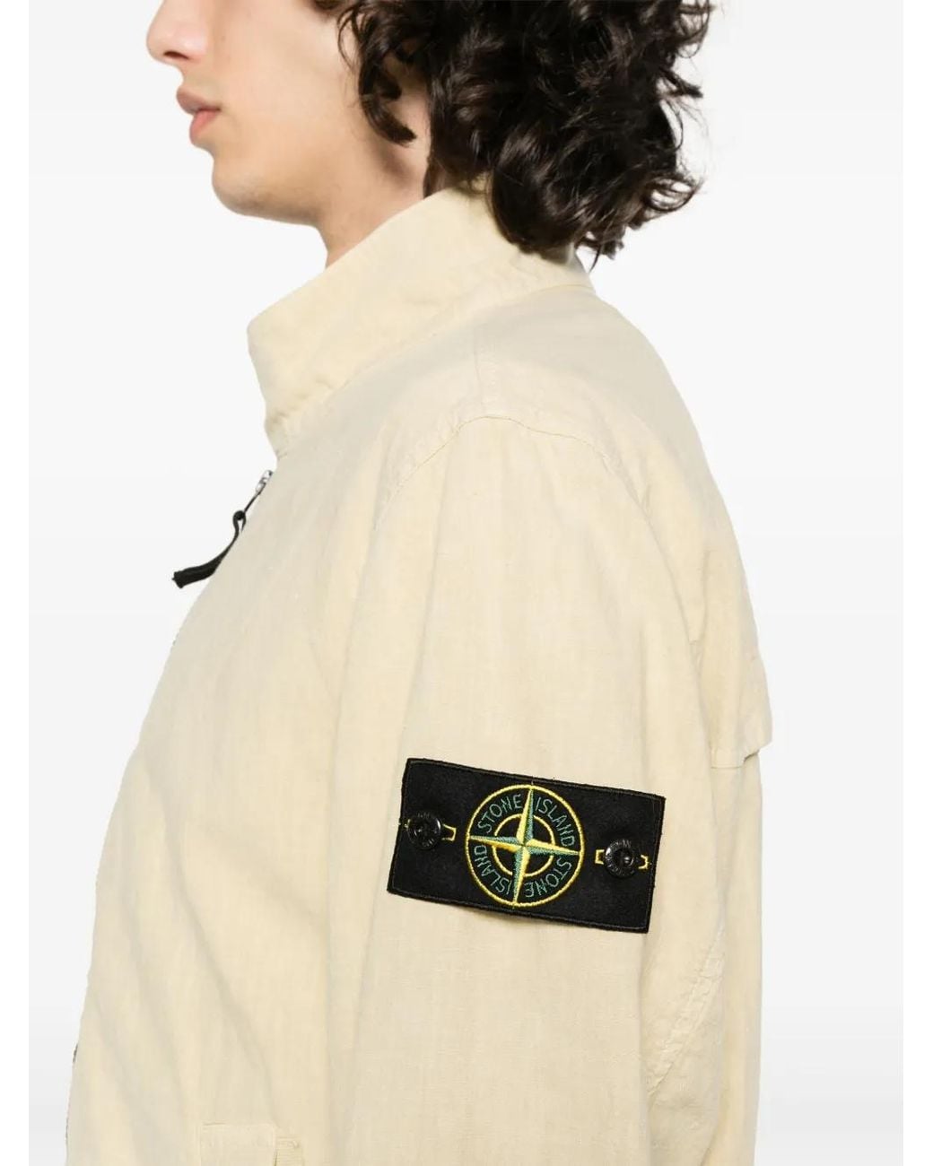 Stone Island Natural Compass-Badge Linen-Blend Jacket for men