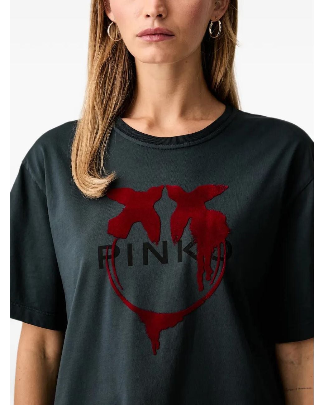 Pinko Black Logo-Print Love Birds T-Shirt