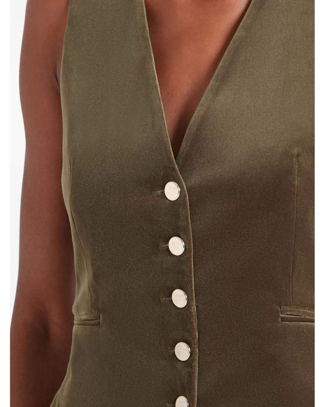 Temperley London Brown Velvet Button Waistcoat
