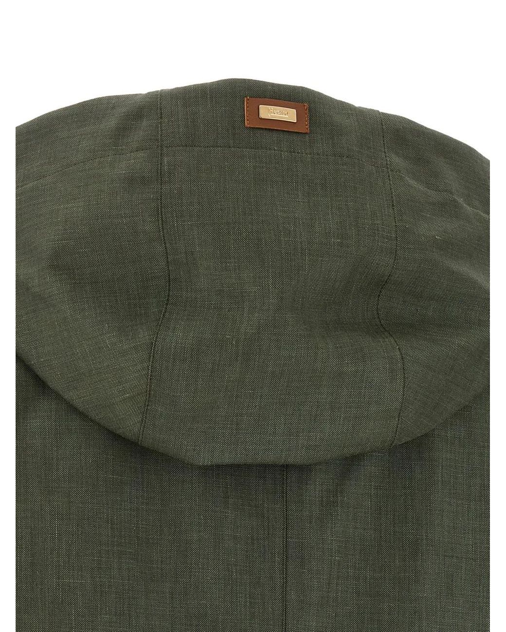 Herno Green Linen Wool Silk Parka