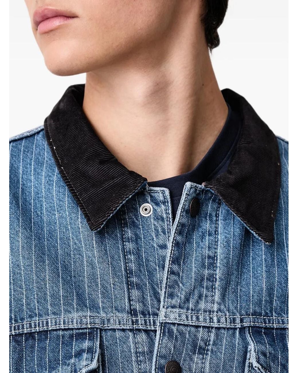 Levi's Blue Munroe Pinstripe Corduroy-Collar Trucker Jacket for men