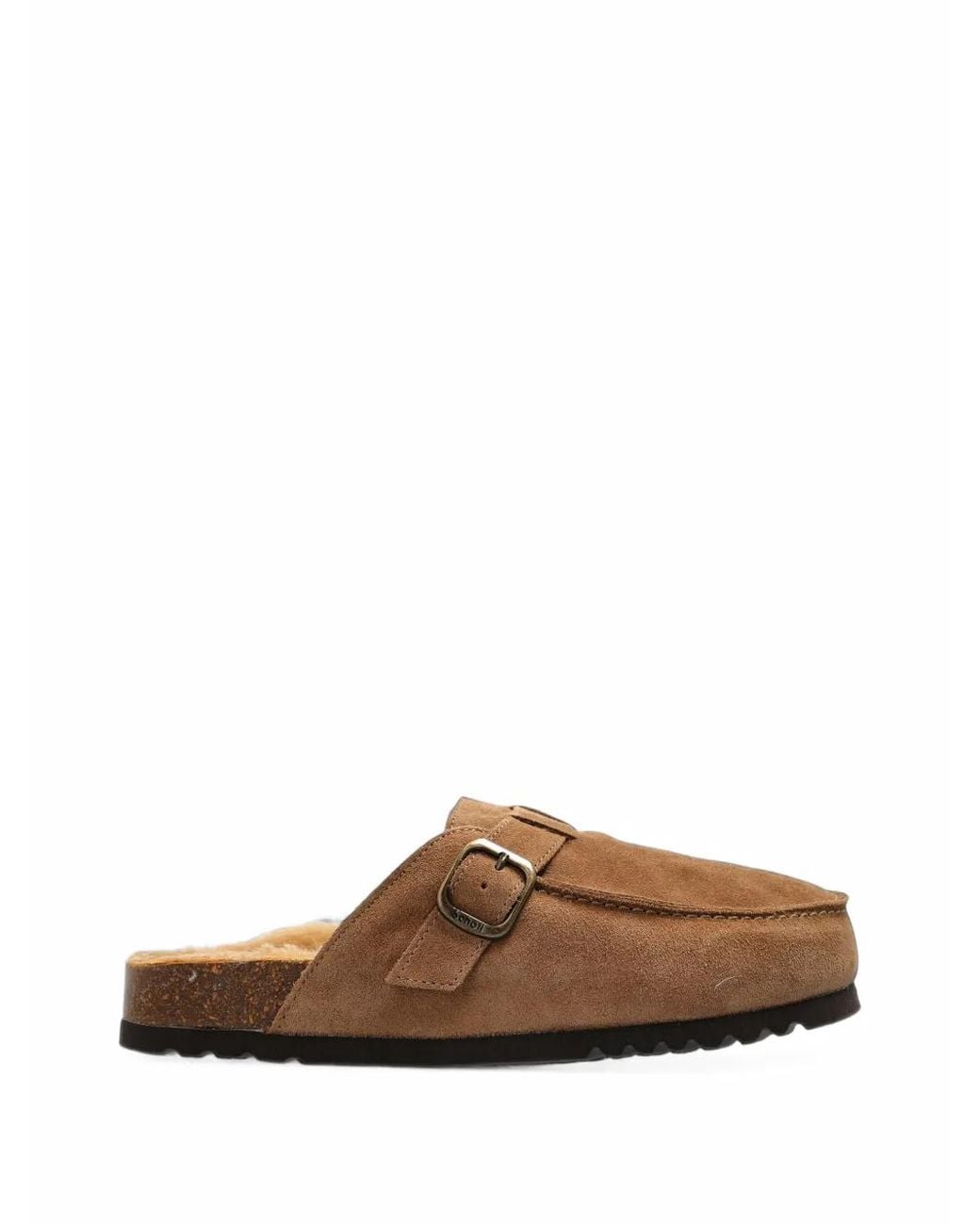 Scholl Brown Dakota Fur Buckle-Fastening Mules